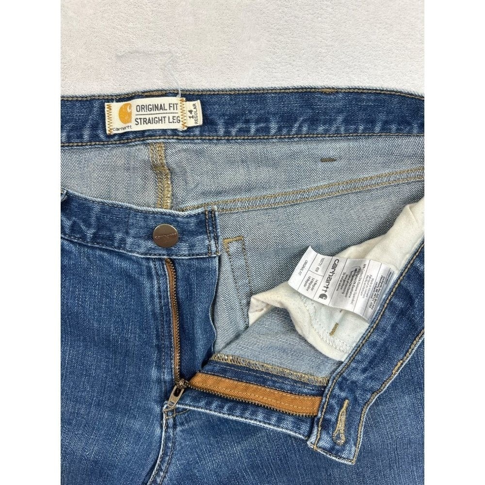 Carhartt Jeans Womens‎ 14R Blue Denim Original Fit Straight Leg - Picture 3 of 10